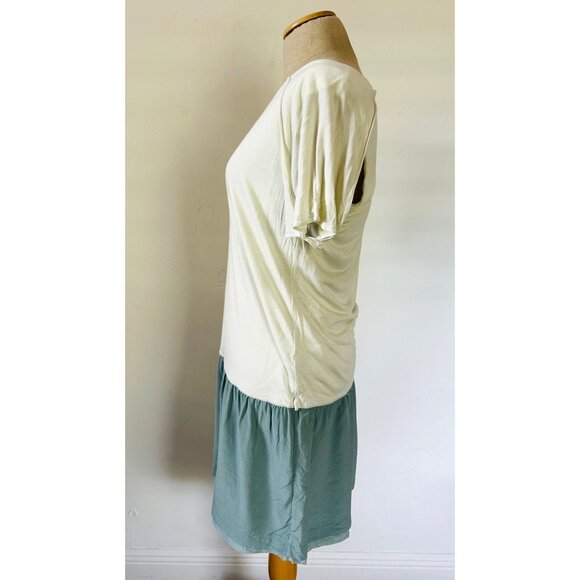 Fendi Women's Size 44 Two-Tone Drop Waist Short Sleeve Dress Ivory & Sage Green - Picture 4 of 11